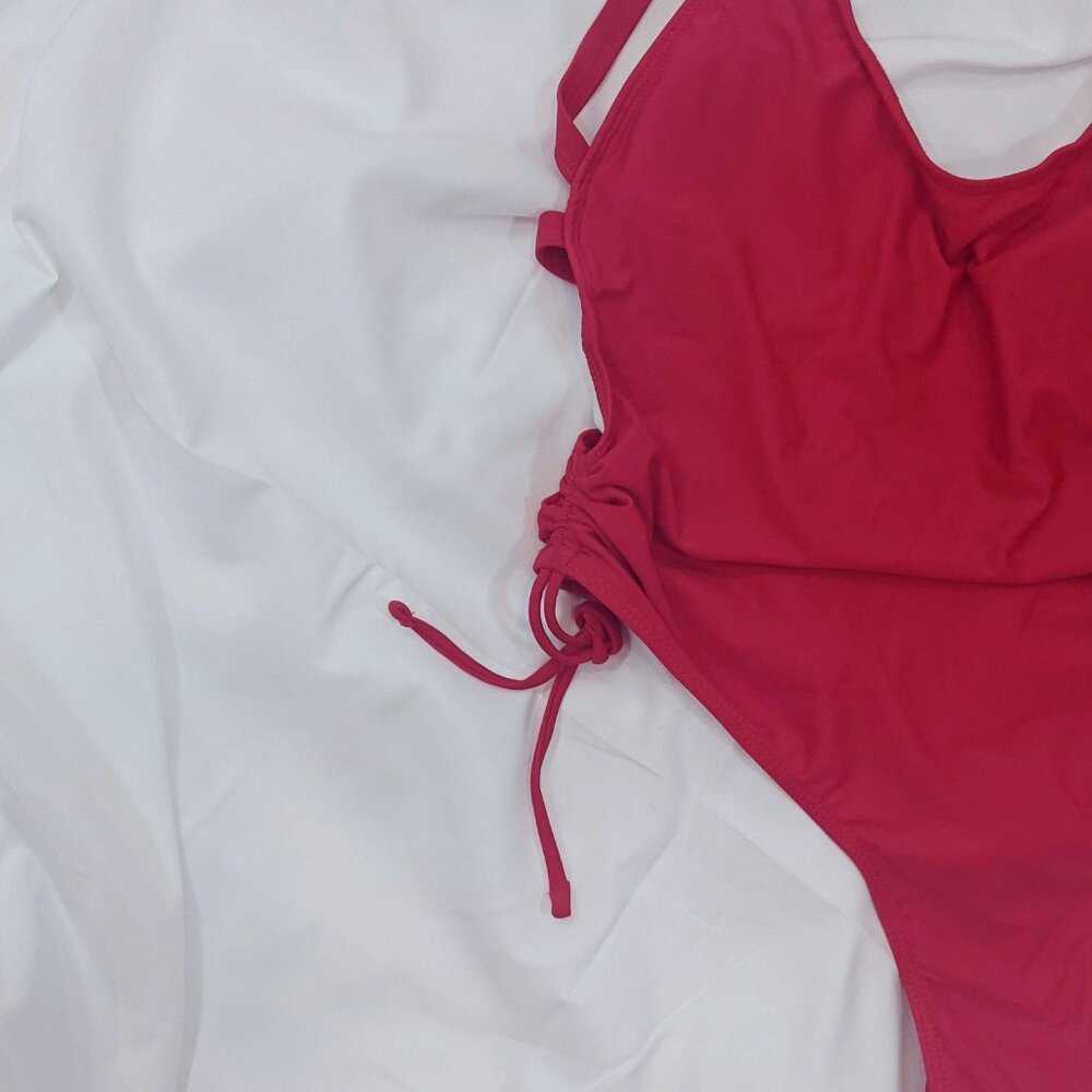 Fire Red One-Piece Swimsuit - Picture 3 of 7